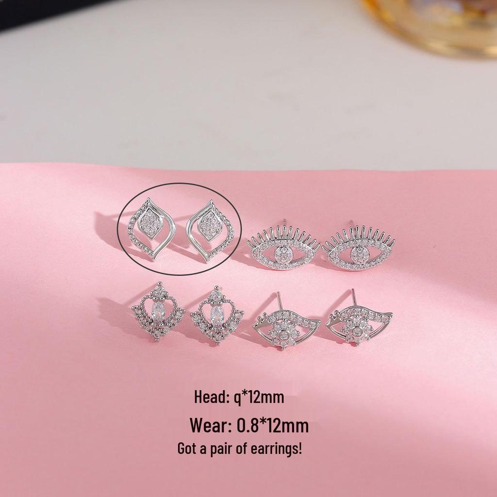 Copper-Plated Gold & Silver Demon Eye Earrings with Zircon for Women - Niche Luxury Design