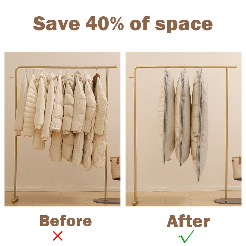 Wardrobe Organizer Bags Down Jacket Air Compression Hanging Bag with Zipper Clothes Dust Cover Bag Save Space Cloth Storage Bag