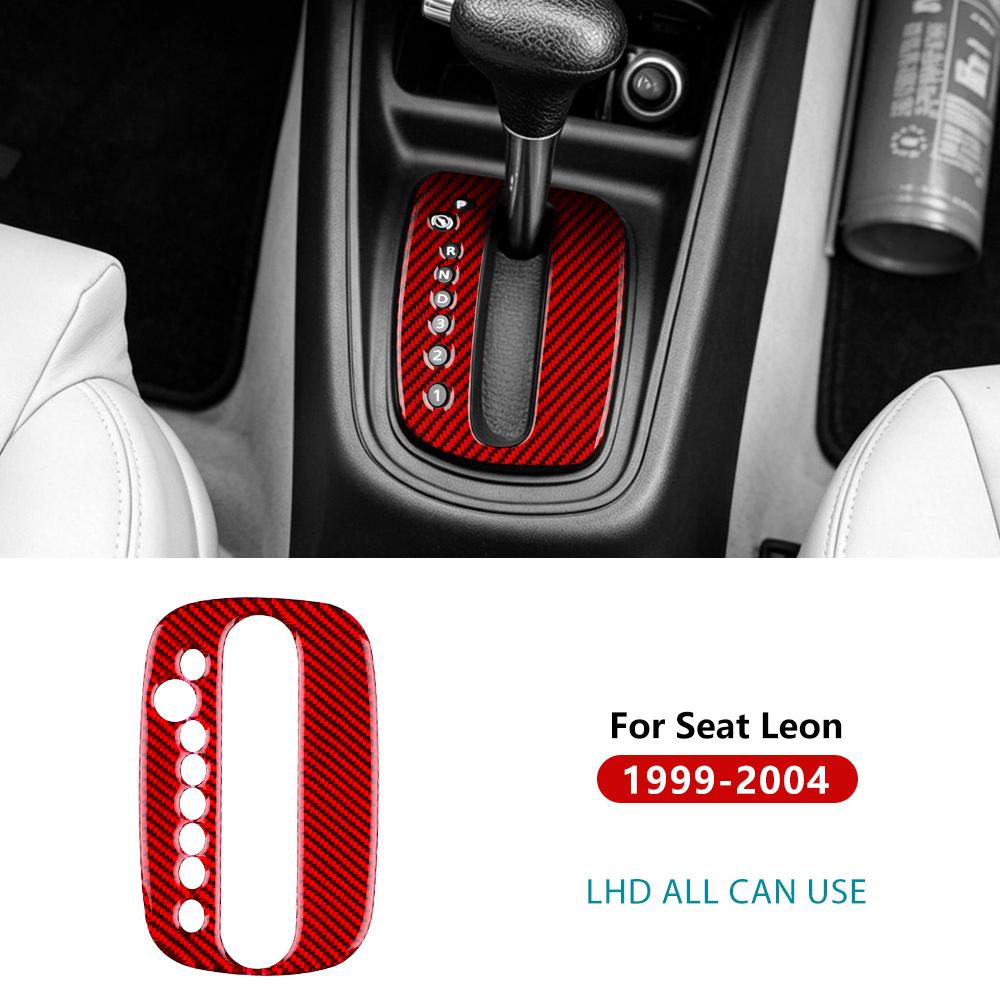 For 1999 2000 2001 2002 2003 2004 SEAT Leon Gear Shift Panel Frame Cover Sticker LHD Soft Real Carbon Fiber Interior Accessories.
