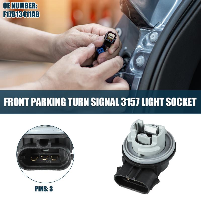 X Autohaux Front Parking Turn Signal 3157 Light Socket for Ford 3 P No.F17B13411AB