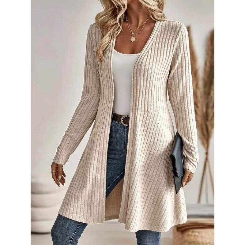 Women S Long Knit Cardigan Coat Solid Color Casual Sweater