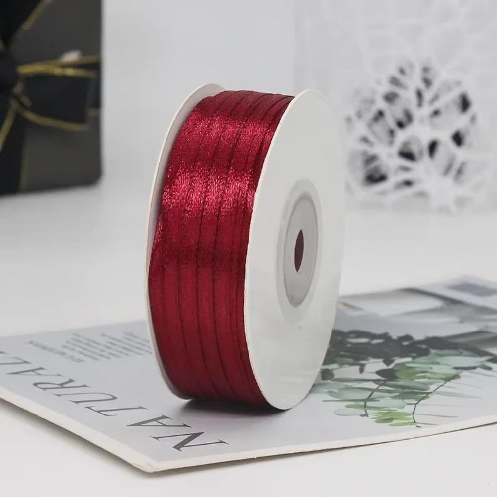 

DIY Gift Wrapping Double Sided Satin Ribbon Handmade Bows Bridal Bouquets Bouquet Ribbons Colorful 3MM Width Silk Ribbons 5x5x5cm темно-червоний колір