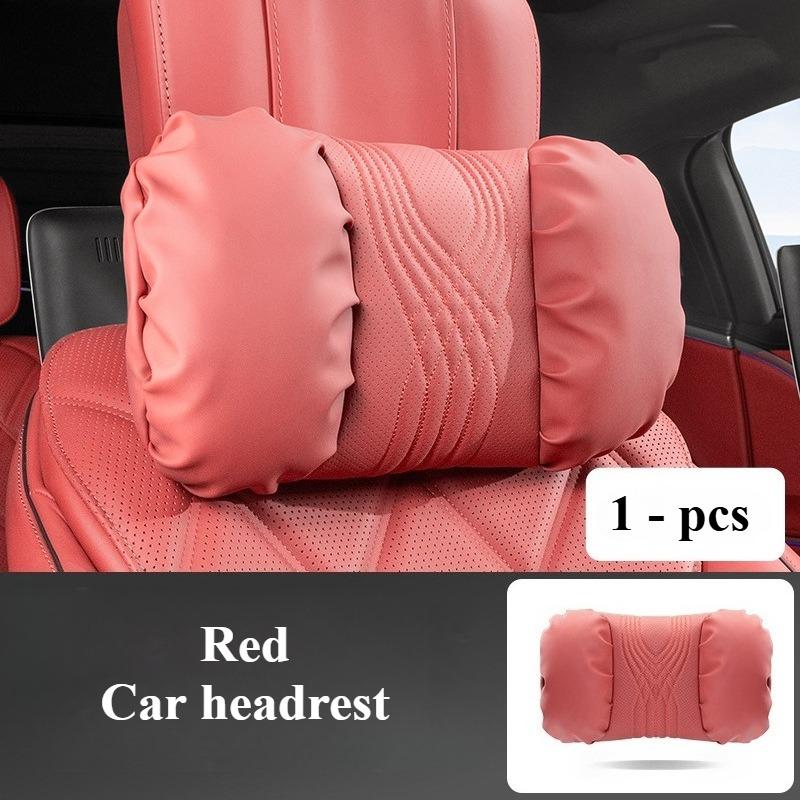 HQZQB1 Luxury Nappa Leather Car Neck Pillow and Seat Pillow Soft Car Headrest Waist Pillow Seat Accessories Car Headrest and Lumbar Set