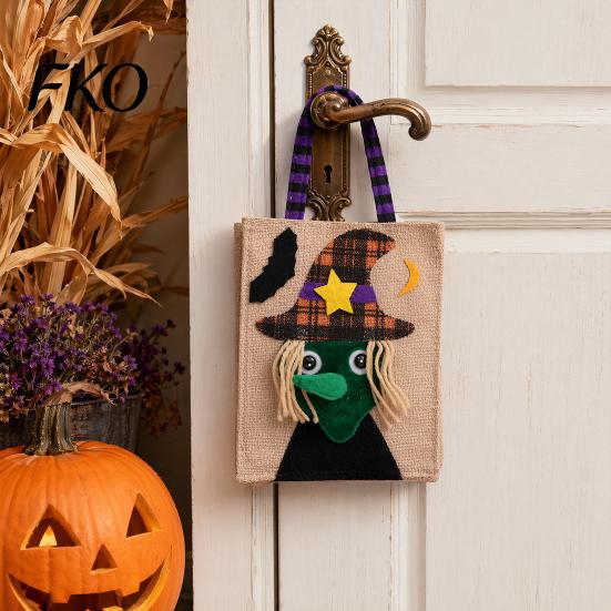 Halloween Candy Bags Trick or Treat Bags, Kids Non Woven Pumpkin Ghost Reinforced Handle Tote, Reusable Goodie Spooky Party Favor Gift