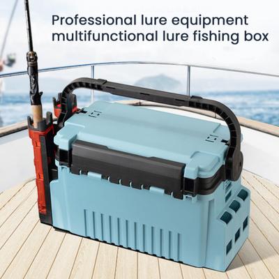 Multifunctional Portable Fishing Box Fishing Pole Holder with Handle Multi-layer Large Capacity Bait Organizer Fishing Box