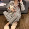Spring Autumn Pajamas Women's Long Sleeve Trousers Cardigan Striped Sleepwear Loungewear Two Piece Set Ladies Nightwear Homewear