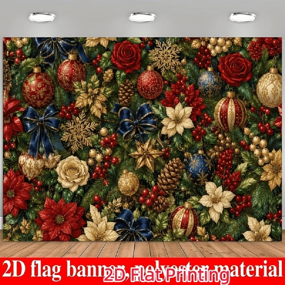 1Pcs Christmas Ornaments Red Roses Decoration Background Winter Backdrop For Photo Studio Photo Booth Party