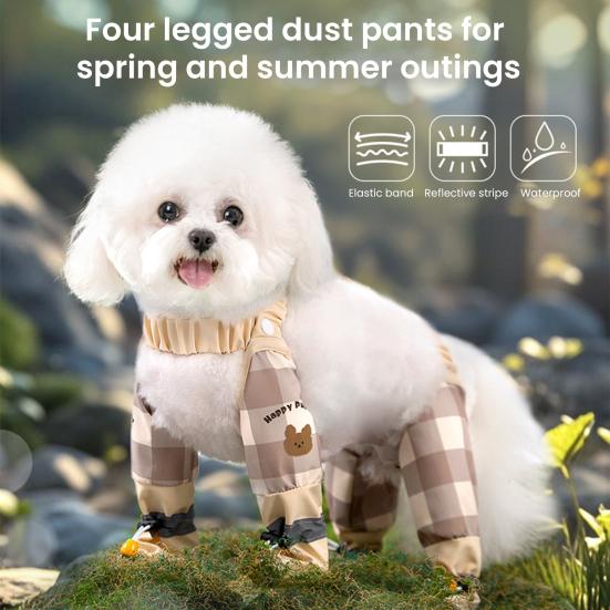 Reflective Stripe Dog Boot Leggings Waterproof Dust-proof Pants Adjustable Full Leg Protection Pet Strolling Going Out Clothes for All Seasons