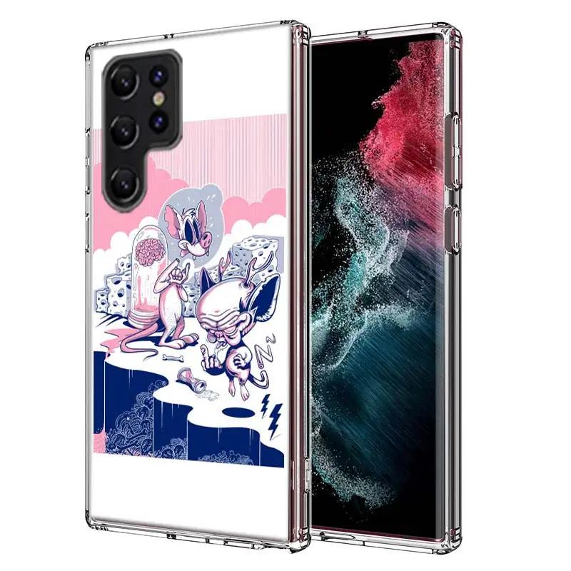 Pinky Anime and the Brain Cover For Samsung Galaxy S21 S20 S23 FE S22+ S24 Ultra S25 Edge Phone Case S10 Plus Clear Capa Coque P