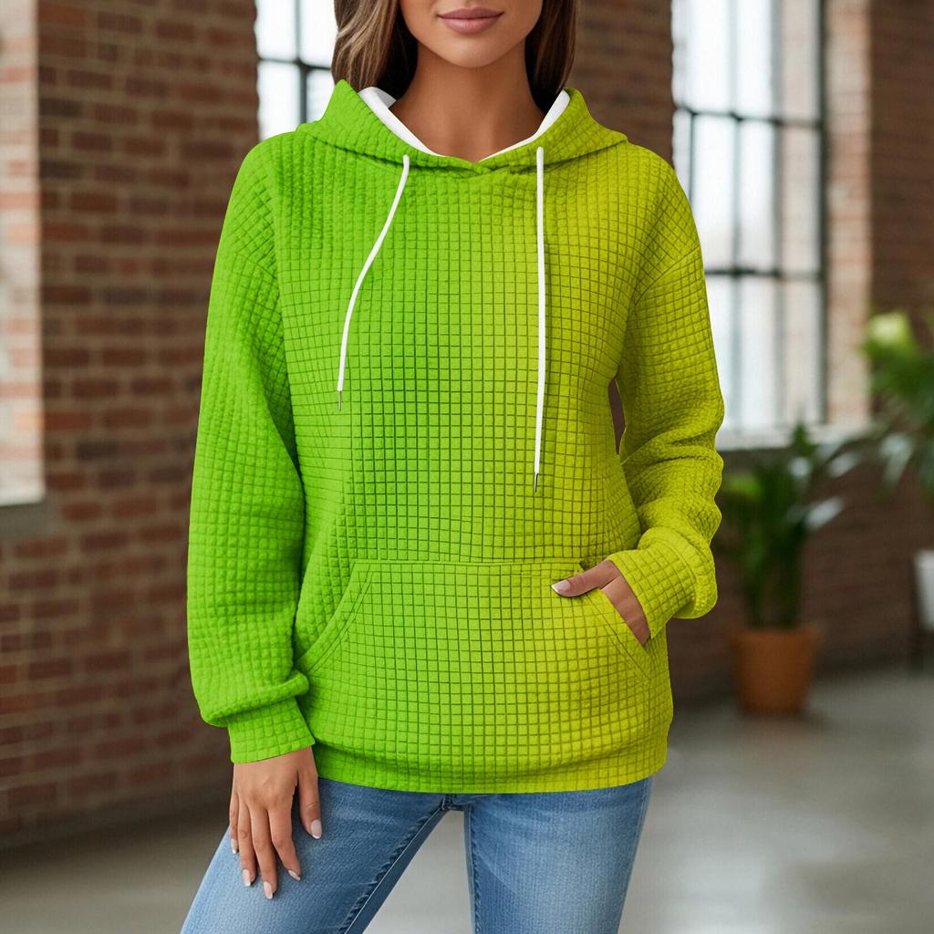 Damen Strick-Hoodie, Langarm-Pullover mit Tasche, Lässig locker geschnittenes Sweatshirt für den täglichen Gebrauch/Outdoor