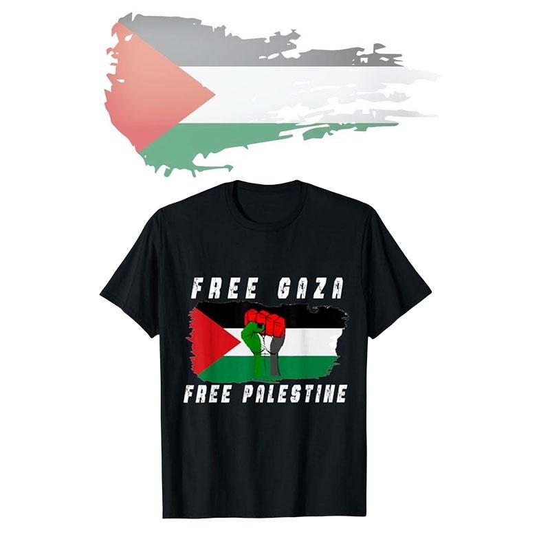 Free Palestine Cartoon Anime Short Sleeve T-shirt For Teenagers