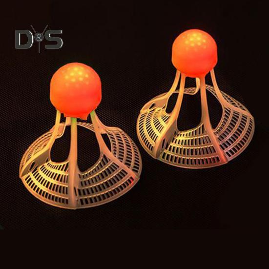 2 Pcs Badminton Shuttlecocks Baseball Practice Windproof Lighting Birdies 360-Degree Lighting Badminton Balls for Sports Activities Fitness