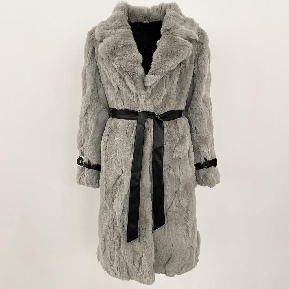 OFTBUY 2024 Winter Warm Plush Fur Top Women Jacket Long Real Fur Natural Rabbit Fur Coat Fashion New Style Can Be Customized