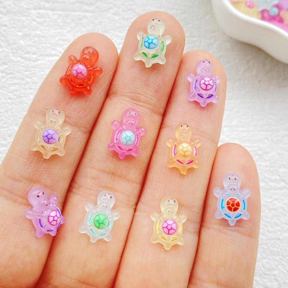

100 Colored Mini Parent-Child Turtle Jewelry - For DIY Nail Art, Scrapbook, Wedding Earrings and Jewelry Crafts