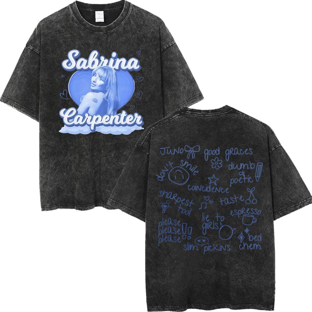 

Vintage Washed Sabrina Carpenter Graphic T Shirts Fashion Aesthetic Short Sleeve Tshirts Men Women Casual Loose Cotton Tshirt S