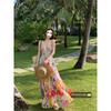 [Practice + Positioning Flower + Chest Hot Diamond] Color Floral Suspender Dress French Skirt Women's Summer
