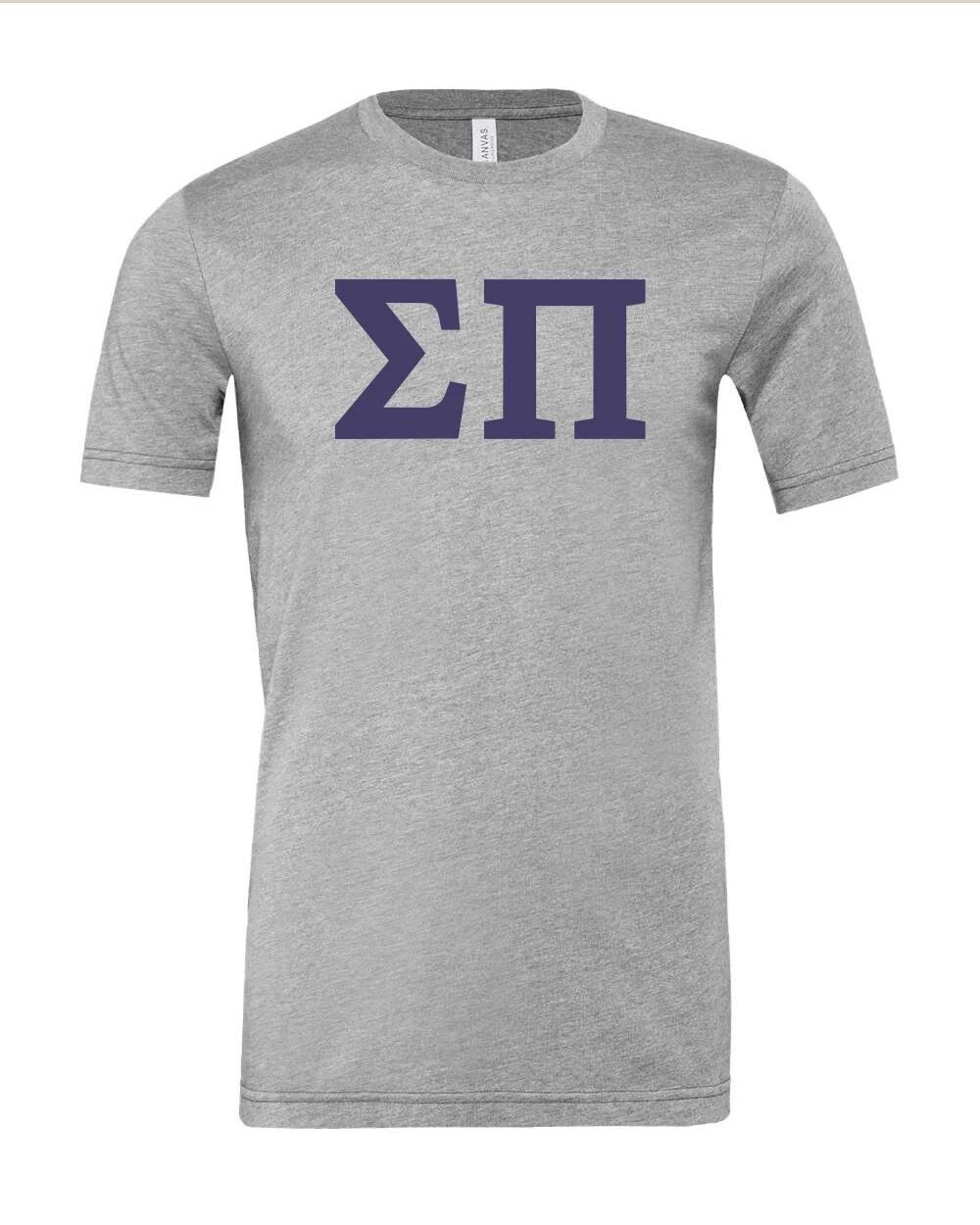 Sigma Pi Fraternity Letters Bella Canvas Athletic Heather T-Shirt 3XL