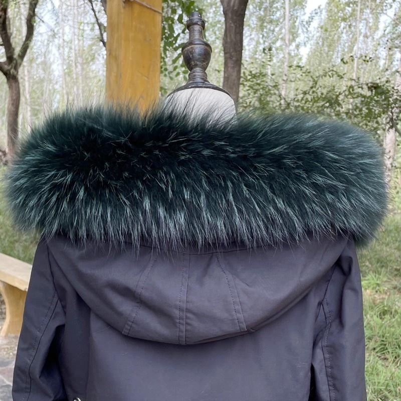 Raccoon Fur Collar Natural Fur Collar Winter Women Scarves Winter Female Gray Fur Collar Shawl Long Warm Genuine Fur Scarf