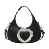 Casual Solid Color Love Heart Crossbody Bag Korean Style PU Leather Women Underarm Bag Handbag All-match Crescent Bag Women