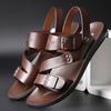 fashion 2024 New Slippers Beach for Male Leather Footwear Fashion Comfortable Men's Sandals Solid Open Toe Mens Leather Sandals Sneakers