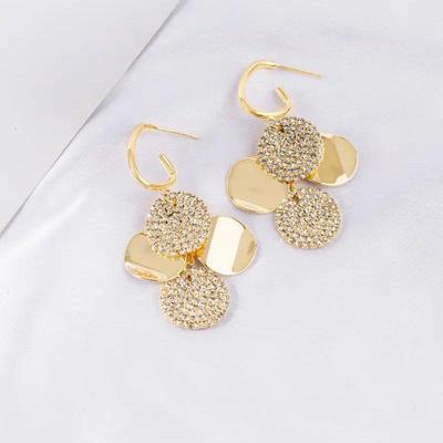 Trendy Exaggerated Large Diamond Disc Earrings for Women - Summer Fashion
