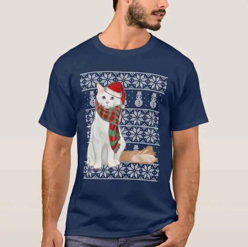 Xmas Turkish Van Cat Santa Hat Christmas Cat Lovers Gift TShirt 100 Cotton ONeck Short Sleeve Casual Mens Tshirt Size S3X