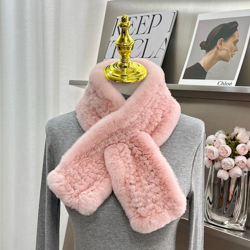 Imported Korean version of real Rex rabbit fur scarf simple long woven Mao Mao scarf warm double-sided thickened women