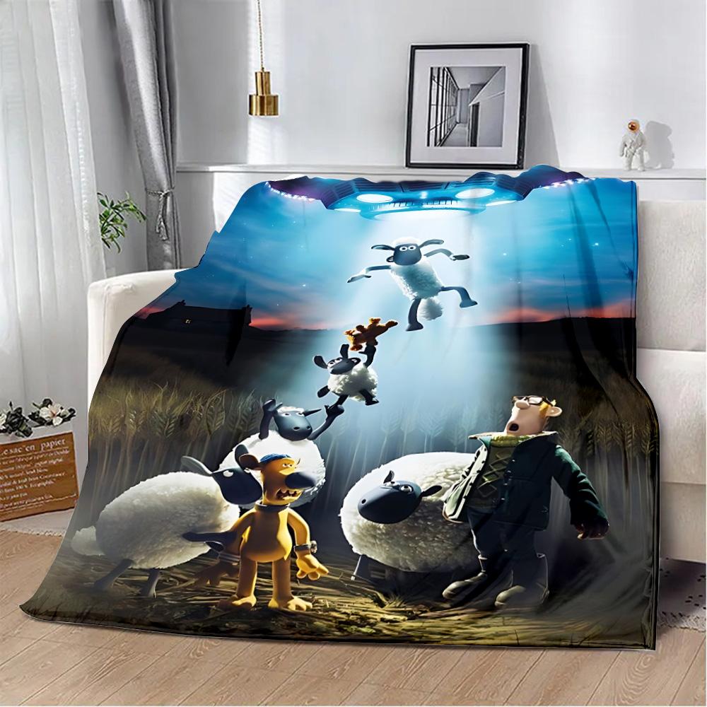 Cartoon the Sheeps Printed Blanket Picnic Blankets Warm Blanket Soft and S-shauns  Comfortable Blanket Home Travel Birthday Gift
