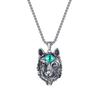 New Hot Selling Fashion Personality Punk Retro Animal Wolf Head Eyeball Pendant Hip Hop Mens Necklace