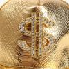 Baseball Cap Hip Hop Crocodile Skin Texture Rhinestone Decor Adjustable Buckle Cash Sign Sun Protection Anti-UV Glossy Punk Street Dance Hippie