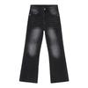 Black and gray gradual change jeans men's American high street vibe pants gear version straight tooling slim-fitting pants