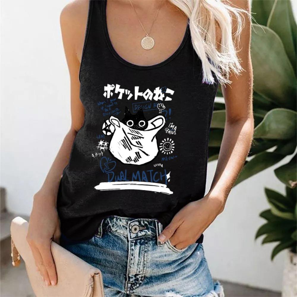 Sweet Girls Tank Top Funny Cat T Shirt Women Vest Women Shirt Ulzzang T-shirt 90s Tshirt Top Tee Female Shirt