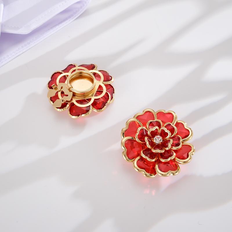 Rhinestone Flower Button Covers Scratch Resistant Shiny Button Buckles for High End Outfit Dress Jacket Decor Accessories