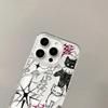 Cool Graffiti Cat Wireless Charging Case for iPhone 17 Air 16 E 15 14 Plus 13 12 Mini 11 Pro Max Transparent Silicone Edge Cover