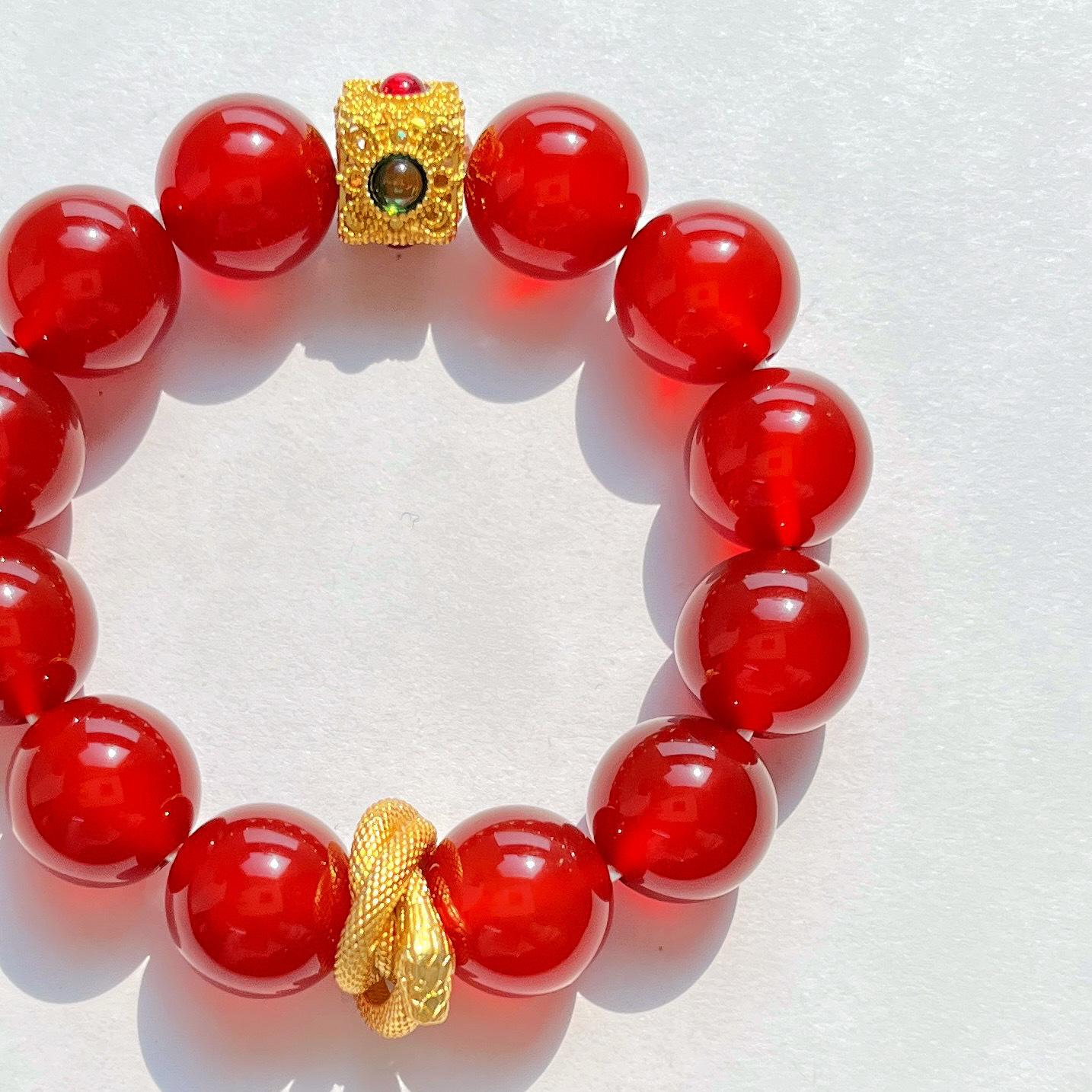 14Mm Large Particle High Quality Natural Chalcedony Design Bracelet Bracelet