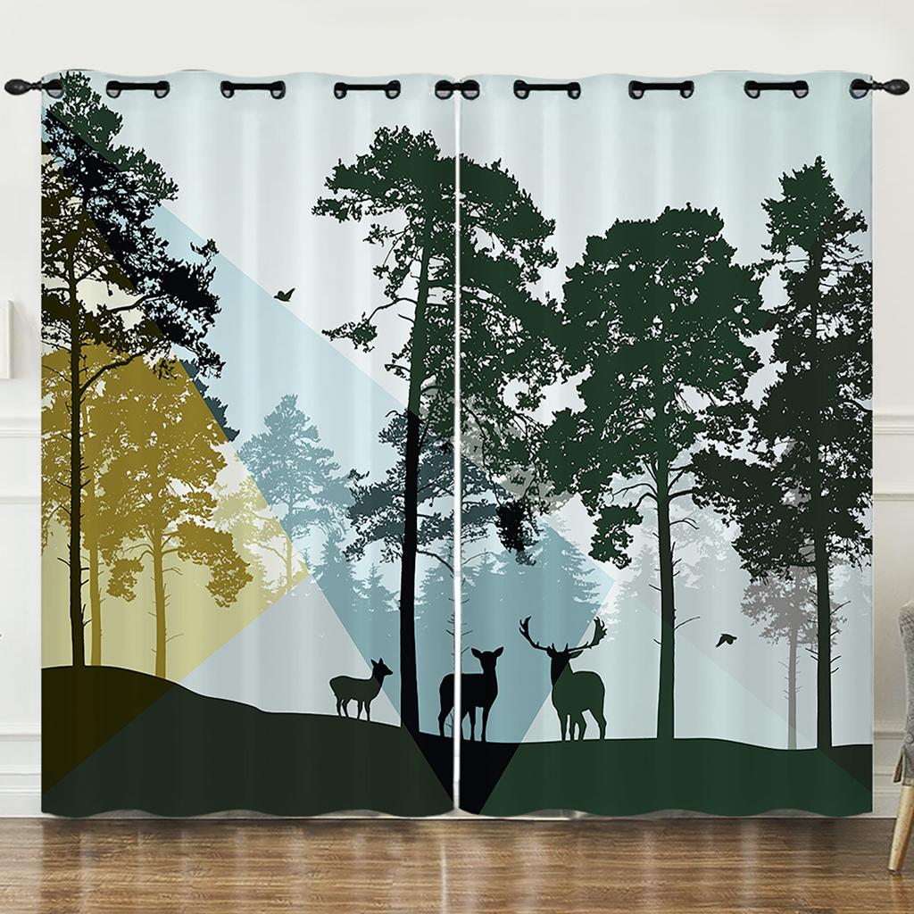 Curtains Summer Coconut Tree Decorative Sunshade 3D Digital Printing Blackout Curtain No Punching Bedroom