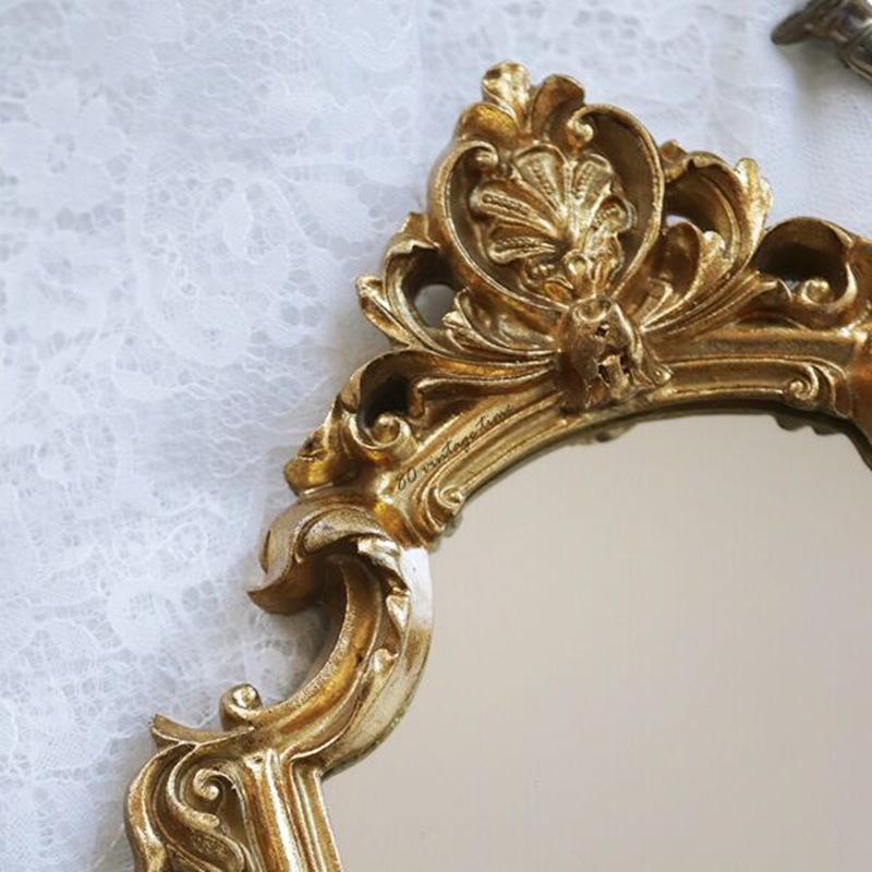 European American Retro Gold Embossed Hollow Wall Mirror Frame