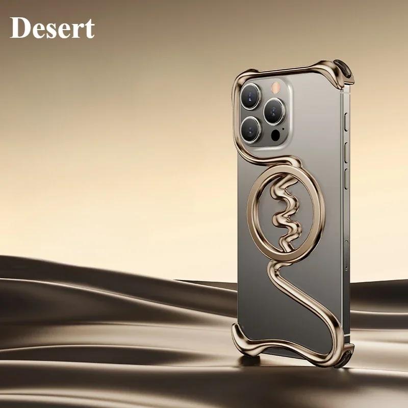 

Eary Minimalist for iPhone 16 Pro Max Phone Case for Magsafe Magnetic Kickstand Metal Frameless Bumper Drop Protection 16 Cover For iPhone 16&aluminum пустельний