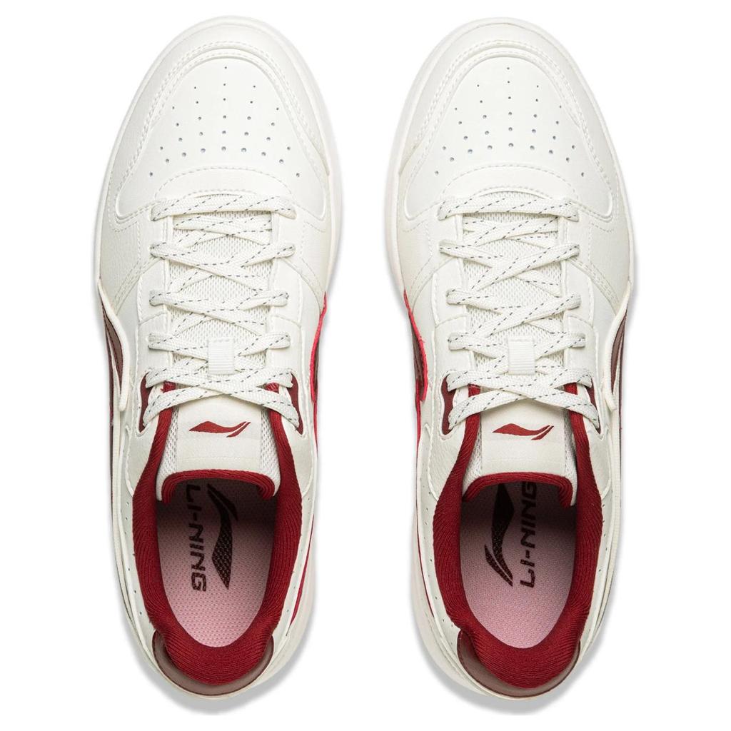 Li Ning Sycee Slip Resistant Cushioning Abrasion Resistant Low top Skateboard Shoes Men's White Red AGCU515-2