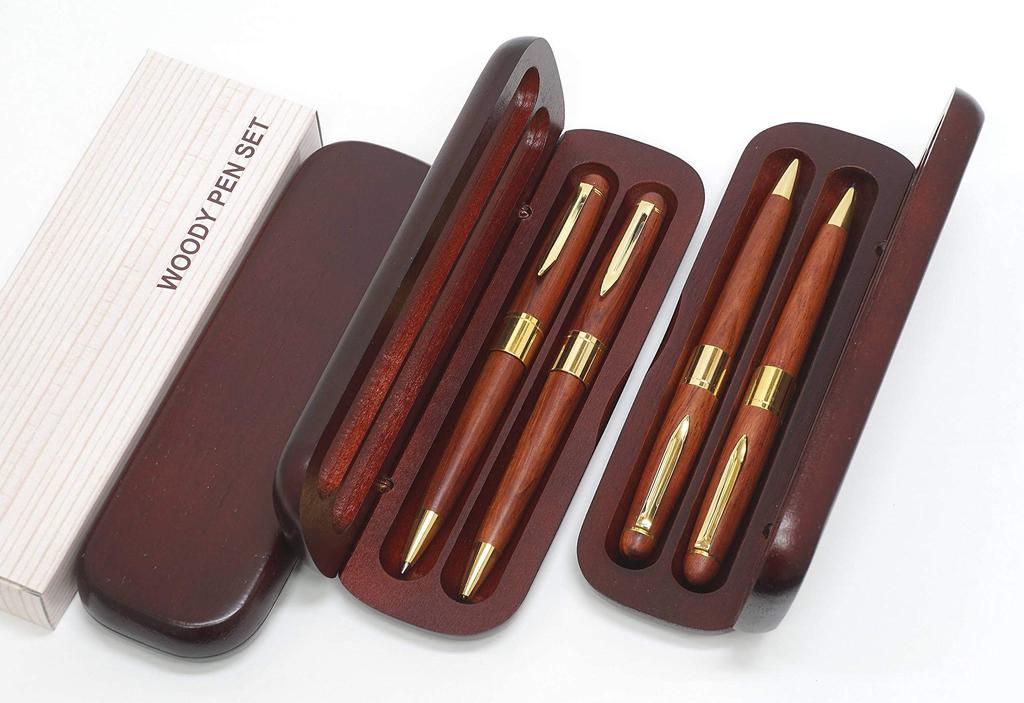 Made In This Royal Case Set Includes a Royal Ballpoint Pen and Mechanical Each Pen Features a Unique Design and Comes In a Redwood Model Number Japan,