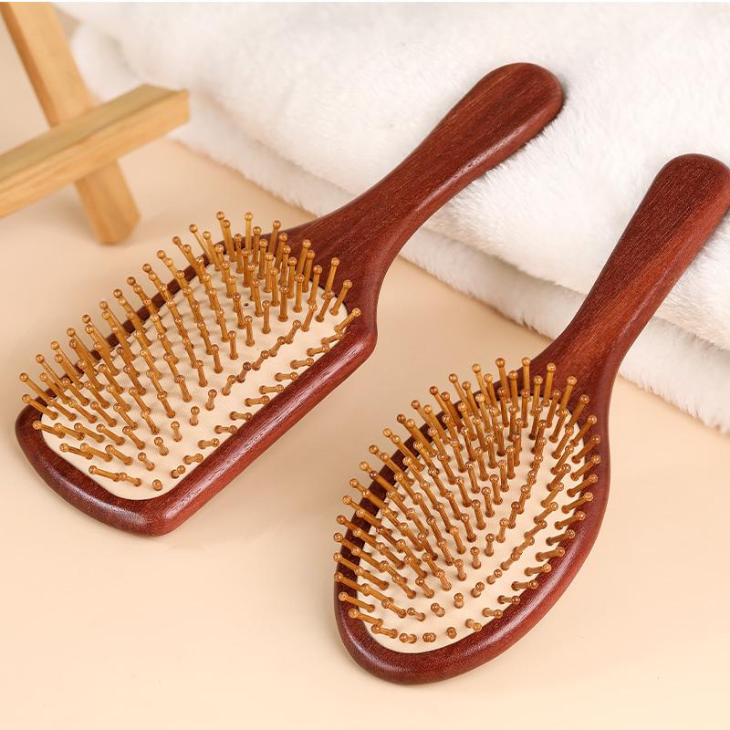 BEPAN Sandalwood Air Cushion Hair Brush Combs Anti-Static Detangling Hairbrush for Straight Curly Hair Wooden Hair Scalp Massage Combs