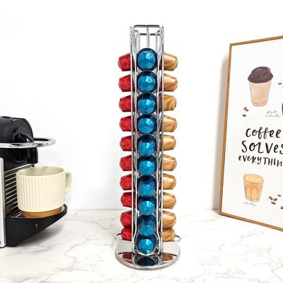 40 STÜCKE Nespresso-Kapselhalter-Ständer-Rack-Display Kaffeekapseln Überzug Schwarz Metallhalter Drehbare Racks Hohe Qualität