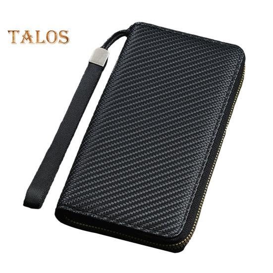 

Мужской кошелек, большой, на молнии, держатель для карт, кошелек для монет, однотонный, органайзер для удостоверения личности, кредитных карт, искусственный кожаный браслет чёрный