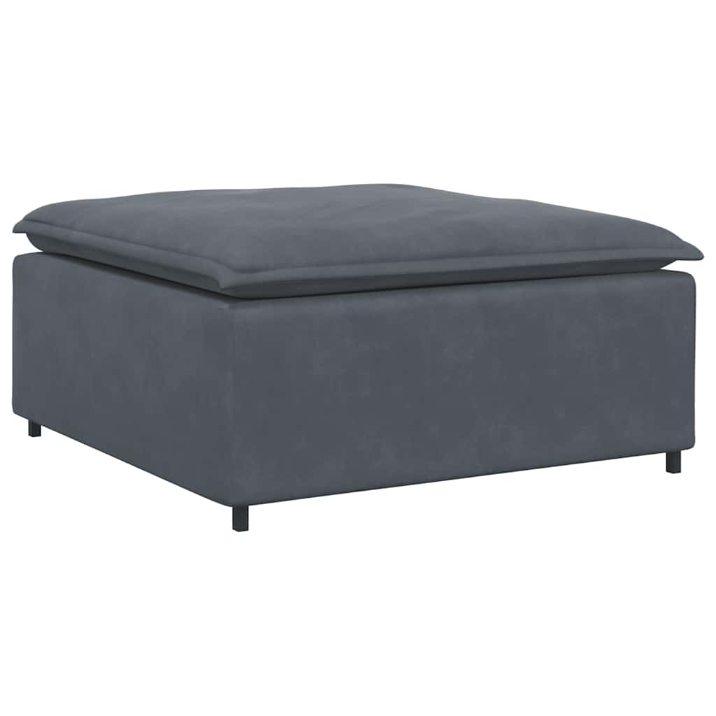Modular Sofa with Footstool and Cushions Velvet Dark Grey