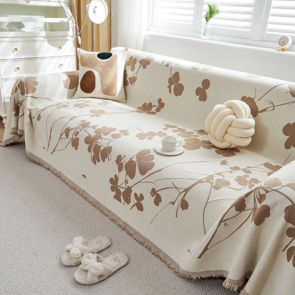 Fish Print Blanket Single Four Season Chenille Sofa Cover Dust Anti-cat Scratch Protection Cover Sofa Leaf Blanket Mat