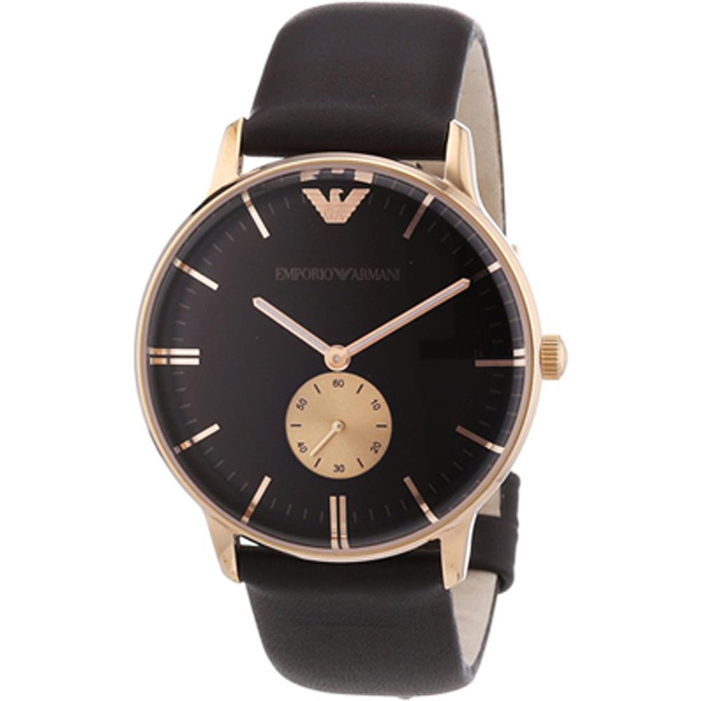 

Emporio Armani Gianni Large Black Brown Leather Men s Quartz Watch AR0383 чёрный