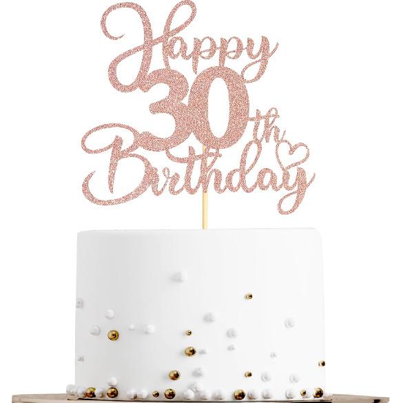 Sotpot 1 Pack 18th Birthday Cake Topper Double-sided Rose Gold Glitter Cake Pick Cake Decoration for Happy 18th Birthday Anniversary Party