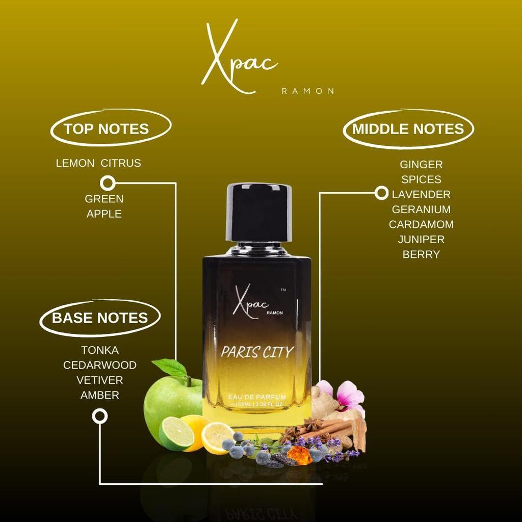 Paris City Luxury Eau De Parfum | Long Lasting Fragrance with Lemon, Ginger, Spices and Amber |