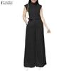 ZANZEA Women Sleeveless Vest Tops and Wide Leg Pants Summer Two Piece Suit Sets