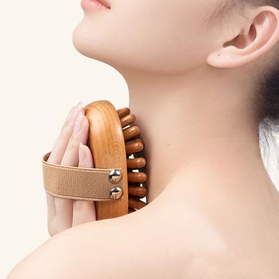 Beech Wood Massage Comb with Air Cushion Head Massager for Scalp Relief and Hair Care